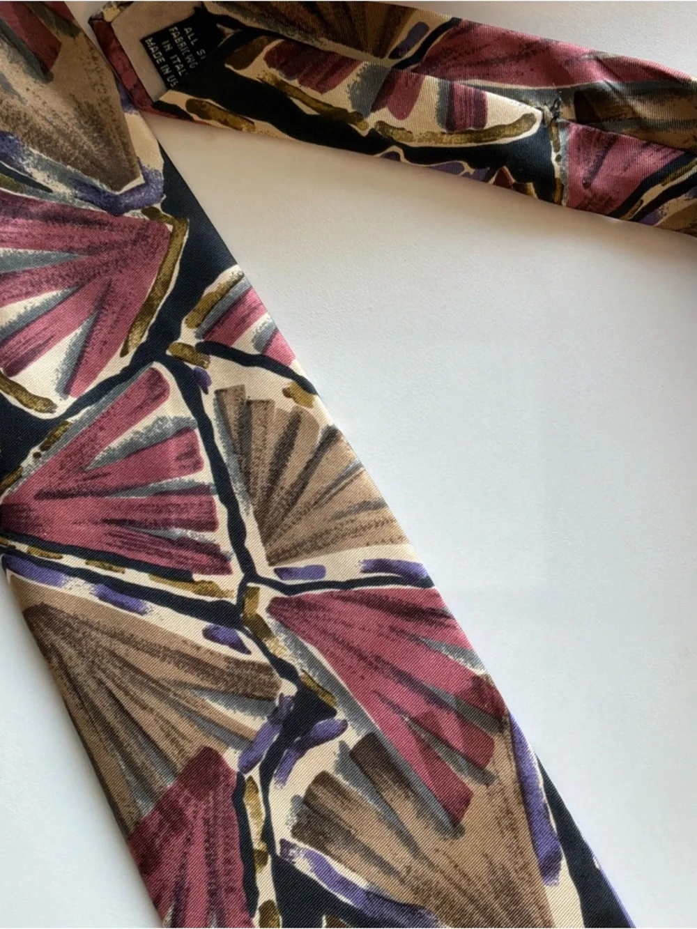 Vintage Christian Dior Silk Tie graphic 80’s 90’s black burgundy pink green